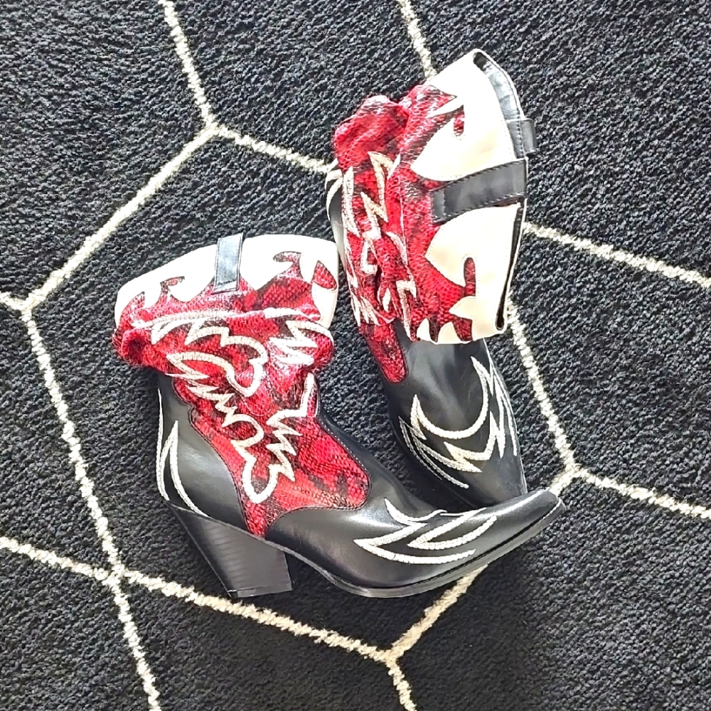 Red and Black Western Cowboy Boots